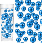 200PCS Blue Faux Pearls Beads for Centerpiece Vases, Vase Filler Faux Pearls, No Holes Filler Beads for Party Anniversary Birthday Wedding Table Decor, 10/14/20/30mm