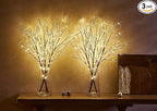 Fudios Lighted Twigs and Branches for Vases Plug in 32in Tall,Brown Willow Tree Branches with Lights 150 LED Outdoor Indoor Holiday Party Decor Gift 2Sets