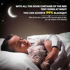 Bed Canopy Portable Blackout Bed Tent Privacy Tent for Adult Indoor Sleeping with 3 Doors, Storage Bag