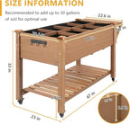 Raised Garden Bed with Lockable Wheels Mobile Elevated Wood Planter,Storage Shelf, Protective Liner,55.5x24x32in (Brown)