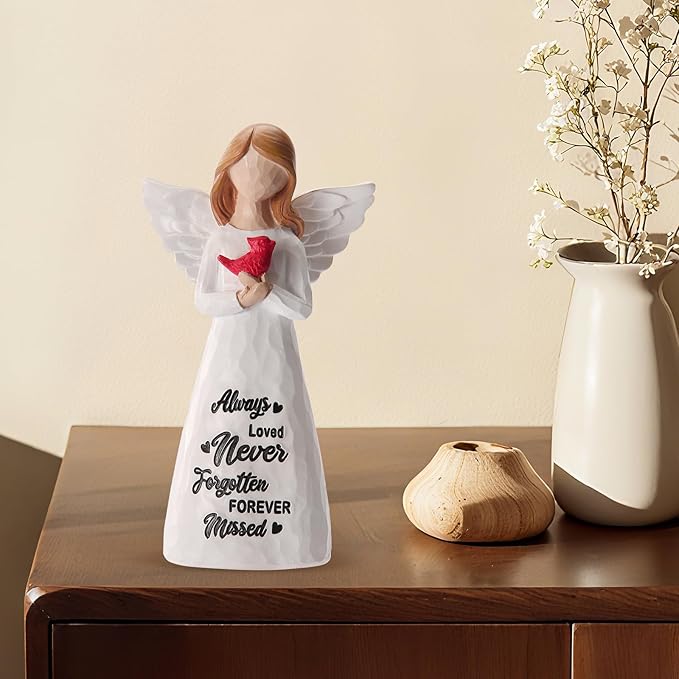 Cardinal Gifts for Women -6 inch Memorial Gift, Cardinal Decor,Sympathy Gifts for Loss of Loved One,Grief Gifts for Women, Resin Home Decor Sculpted Hand-Painted Angel Figurine
