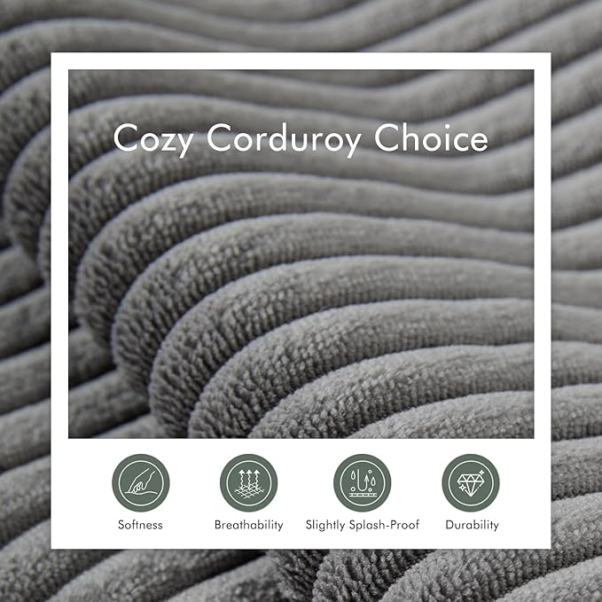 Boneless Sectional Cloud Couch Sofa for Living Room, 112" L-Shaped Modular Modern Lounge Sleeper Grey Couches with Chaise, No Assemble, Cordury Compression Upholstered Sofas