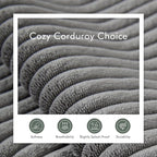 Boneless Cloud Couch Sofa for Living Room, 112" 3 Seater Grey Modern Lounge Sleeper Couch, No Assemble, Cordury Compression Upholstered Couches