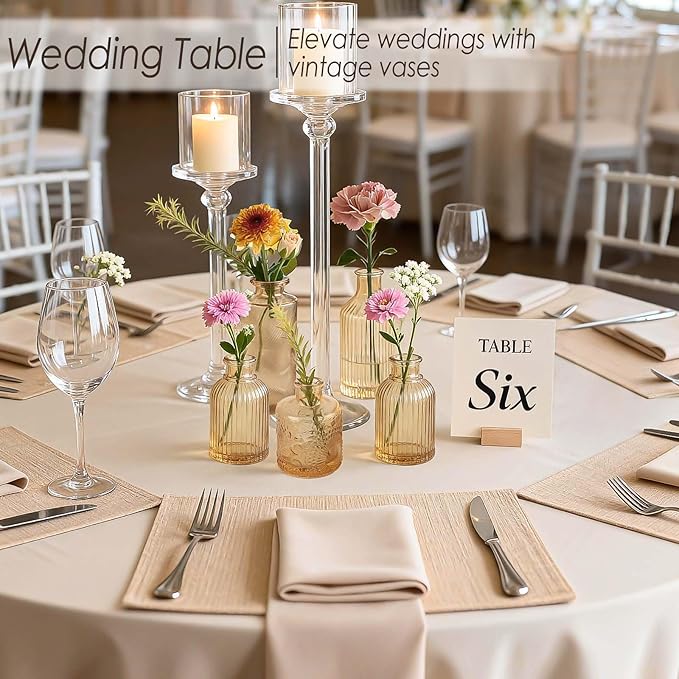 Amber Glass Bud Vases Set of 36, Mini Flower Vase for Centerpieces, Small Clear Vases in Bulk for Wedding Decorations, Vintage Vase for Table, Recepetion, Home Décor