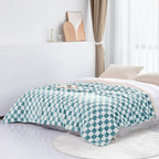 LOMAO Throw Blankets Flannel Blanket with Checkerboard Grid Pattern Soft Throw Blanket for Couch, Bed, Sofa Luxurious Warm and Cozy for All Seasons (Light Blue, 50"x60")