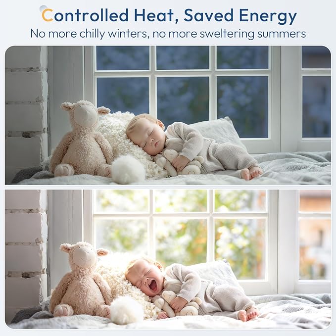 rabbitgoo Window Tint for Home One Way Privacy Window Film See Out Not in Heat UV Blocking Reflective Removable Static Cling Mirror Decorative House Glass Covering, Blue Silver, 17.5 Inch X 6.5 Feet