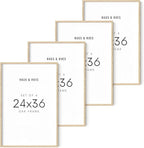 Haus and Hues 24"x36" Beige Oak Wood Frames Set of 4 - 24x36 Natural Wood Frames for Posters, 24x36 Frame Wood, 24x36 Poster Frames for Wall, 24x36 Frame Light Wood, Picture Frames 24x36 Picture Frame 24x36 Wood Frame 24x36 (Beige Oak)