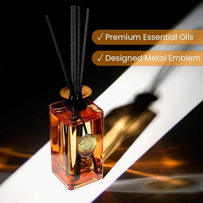 M&SENSE 10.14 oz Large Reed Diffuser Set | Cinnamon Vanilla Scent Oil Diffuser with Sticks |Hotel Collection Non-Toxic Essential Oil |for Bedroom Bathroom Living Room