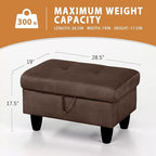 Ottoman Rectangular Storage Ottoman Bench, Flannel Footrest Stool Footstool with Lid for Living Room, Bedroom, Entryway, Chocolate, 28.5"x19"x17.5"