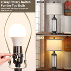 Farmhouse Table Lamp, 27" Vintage Rustic Retro Beside Lamp with USB A+C Charging Ports & AC Outlet, Industrial Modern Lamp with Glass LED Night Light for Living Room Bedrooms Nightstand 1 Pack