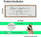 ZZJJHYWGQ Bless the Food Before Us Wall Sign Decor 40"×15" for Kitchen Dining Room Wall Art (Wood)