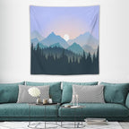 HZOHNAGO Mountain Tapestry Forest Mountain Sunrise Pattern Printed Wall Tapestry Wall Hanging for Bedroom Living Room Dorm 60" W x 60" H