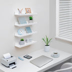 Scalloped Shelves - Set of 4 Pre-Assembled 15.6inch White Floating Nursery Book Shelves, Scalloped Book Shelf - Kids Wall Decor, Nursery Decor, Floating Shelves for Wall