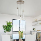 Pendant Light fixtures, Integrated 3-Light Pendant Lighting Silver Finish, Dimmable Pendant Lights Kitchen Restaurant, Dining Room