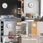 Wall Clock, 11 Inch Non-Ticking Silent Battery Operated Quartz Analog with LCD Display for Perpetual Calendar and F° Temperature, Ideal Modern Home, Bedroom, Kitchen, Office Décor (Sliver)