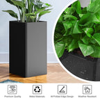 Modern Metal Planter Black – 28” Tall with Removable Insert Shelf | Heavy-Duty Outdoor & Indoor Planter Box for Patio, Porch, Garden (14x14x28in)