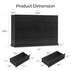 LINSY HOME 9 Drawer Dresser for Bedroom, 53" Wide Chest of Deep Drawers, Modern Farmhouse Wood Dressers with Storage, Large Drawer Organizer for Bedroom, Living Room, Handless Design, Black