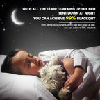 Bed Canopy Portable Blackout Bed Tent Privacy Tent for Adult Indoor Sleeping with 3 Doors, Storage Bag