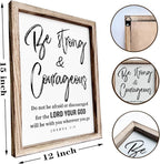 Inspirational Wood Signs, Christian Wooden Wall Plaque, Religious Home Decor, Bible Verse Decor Art, Framed Wall Plaque Sign 15 * 11.5 inches, Be Strong and Courageous Sign