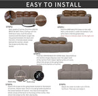 Easy-Going 8 Pieces Recliner Sofa Stretch Sofa Slipcover Sofa Cover Furniture Protector Couch Soft with Elastic Bottom Kids, Spandex Jacquard Fabric Small Checks Taupe