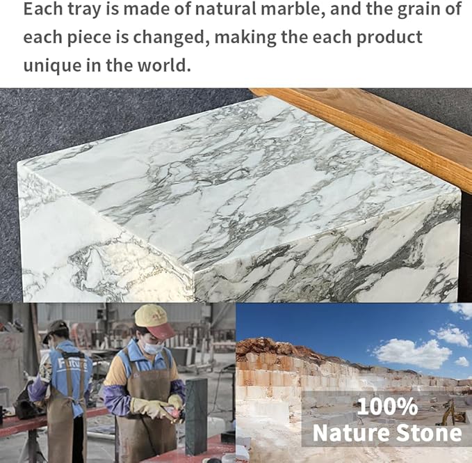 Luxury Marble Side Table,Square End Table for Modern Sofa and Bed, Living Room, Sofa, Bedroom（Arabescato）