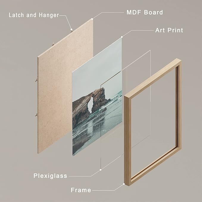 SIGNWIN Framed Rocky Storm Cloud Sky Beach Ocean Wall Art, Set of 4 Landscape Colorful Wall Decor Prints, Nature Wilderness Wall Décor for Living Room, Bedroom - 8"x10" Natural