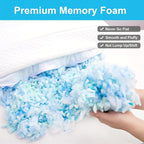 Side Sleeper Pillow Anti Wrinkle Aging Pillow Gel Shredded Memory Foam for Neck Pain Relief Pillow for Sleeping Side Back Stomach Sleeper Pillows (Regular White Style+Grey Rayon Silk Pillowcase)