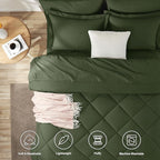 CozyLux Twin XL Comforter Set Olive Green - 5 Pieces Twin Extra Long Bed in a Bag for College Dorm, All Season Bedding Set for Girls and Boys, Soft Bed Set with Comforter, Sheets, Pillowcase & Sham