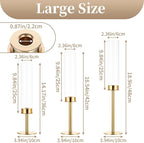 Sziqiqi Hurricane Taper Candle Holders: Wedding Table Centerpiece Set of 3 - Gold Glass Candlestick Holder for for Christmas Mantel Fireplace