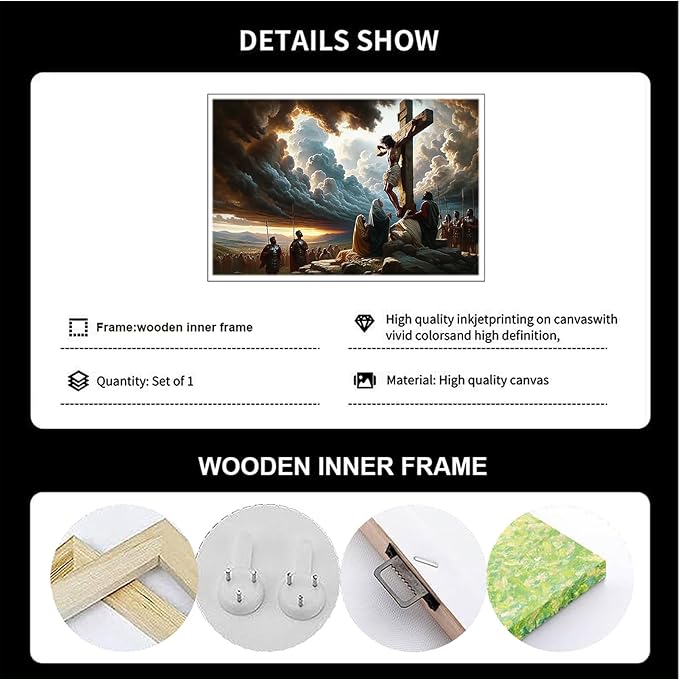 XWNLTEPK Christian Art Crucifixion Print Jesus on the Cross Art Wall Jesus Picture Modern Home Decor Canvas Wall Art Poster