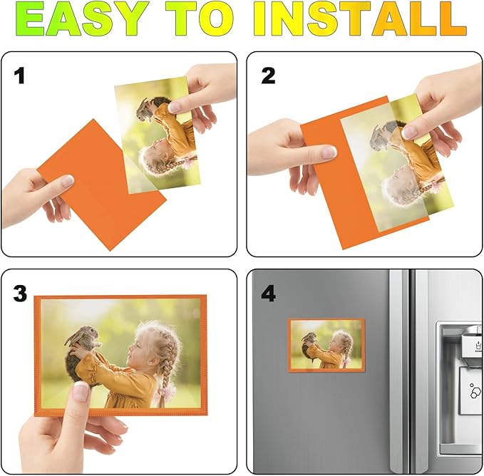 Orange Magnetic Picture Frame 4X6 for Refrigerator 10 Pack,Photo Magnets Sleeves