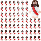 Bememo 100 Pcs Jesus Toys Original Design Mini Rubber Little Jesus Figurine to Hide and Seek Religious Party Favors Sunday School Craft Baptism Gifts for Easter Egg Stuffers(Red)