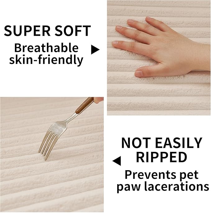 HAOMAIJIA Waterproof Couch Cover for Dogs Washable,Fuzzy Pet Couch Covers for Sofa,Thick Soft Dog Bed Cover Non-Slip Couch Covers for 3 Cushion Couch Sofa Pet Friendly (Off White, 35" x 74")