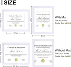 Vittanly 8.5x11 Picture Frames Set of 9, Shatter Resistant Plexiglass, Display 6x8 Pictures with Mat or 8.5x11 without Mat, Photo Frames for Wall or Tabletop, Engineered Wood, White