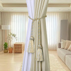 Fenghuangwu Curtain Tiebacks Handmade Decorative Curtain Holdbacks Rope with Tassel (Mix Blue, 4P)