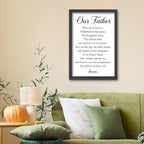 FZMHASLWW Our Father Prayer Wall Decor 16" x 11" Bible Verse Scripture Inspirational Quotes Sign Christian Wood Framed Wall Hanging Art (Black