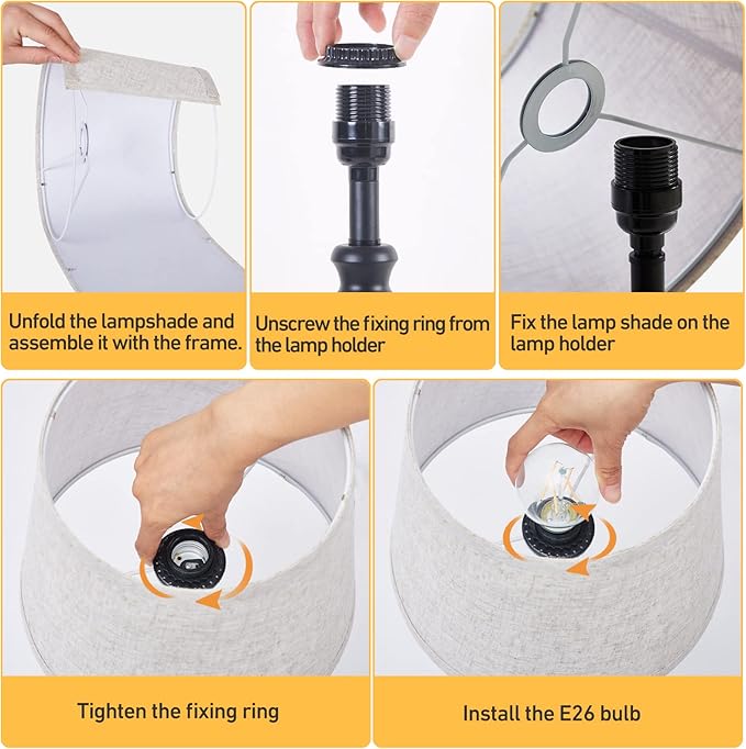 Table Lamps Set of 2, Bedside Nightstand Lamps with USB Charging Ports, 3 Way Dimmable Touch with Linen Fabric Lampshade, Modern Small Lamp for Bedrooms, Living Room (Bulbs Included)