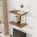 24" Floating Shelves for Wall, 12" Deep Slim Walnut Floating Shelves, Wall-Mounted Shelves for Bedroom, Living Room, Kitchen, Bathroom - Set of 2
