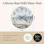 Young's Inc Wood Sand Piper Wall Clock - Wall Clocks for Living Room Decor - Functional and Decorative Beach, Lake, and Farmhouse Wall Clock - 23" W x 23" H