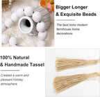 OMISHE Extra Large Wood Bead Garland Rustic White with 1.6" Diameter Wooden Beads and Tassels, 41" Long Rustic Farmhouse Country Decorative Beads for Home Tray Decor, Rustic White