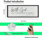 ZZJJHYWGQ Bible Verse Wall Decor With God All Things Are Possible 32"×12" Christian Religious Home Inspirational Print Catholic Sign for Living Room Religious Faith Large Hanging Art (Black)
