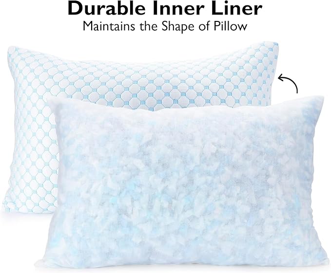 Greaton, Gel Memory Foam Pillows, Maintains Proper Sleeping Postures, Relieves Neck and Shoulder Pain, Perfect for Side, Back, or Stomach Sleepers, 25 x 15, White