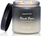 M&SENSE Vanilla Leather Scented Candles for Men, 11.6oz 2 Wick 70 Hours Long Lasting Soy Wax for Home Scented, Highly Scent Black Luxury Candles Home Fragrance Holiday Gifts for Him