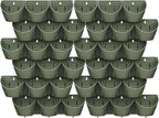Worth Garden Upgraded 12 Sets (36-Pocket) Self Watering Stackable Vertical Planters - Wall Mounted Plastic Plant Grow Pots fr Strawberries Flowers Herbs - Indoor Outdoor Green Wall Decoration (Green)