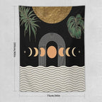 Abstract Boho Tapestry, Mid Century Tropical Tree Leaves Modern Geometric Arch Bohemian Botanical Tapestry, Home Aesthetic Wall Hanging Art Decor for Living Room Bedroom Dormitory 60x60 Inch