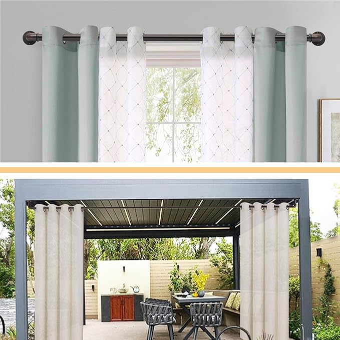 Industrial Curtain Rods for Windows 18 to 88 Inches Adjustable Length, 1 Inch Diameter, with Aluminium Finials (Antique Red Bronze, 18” to 88”)