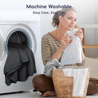 PHF Ultra Soft Waffle Weave Blanket Twin Size 66"x 90"- Washed Lightweight Breathablee Cozy Woven Blanket - Great for Couch Bed Sofa Home Car - Black