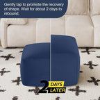 MeMoreCool Square Stuffed Pouf Ottoman Foot Rest, Floor Pouf Foot Stool with Foam Chunk Filling, Soft Stuffed Ottoman Footrest for Living Room, Navy