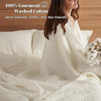 PHF 100% Cotton Waffle Weave Blanket King Size, Soft Lightweight Breathable Cozy Summer Blankets for Bed, Luxury Aesthetic Woven Bedding for Home Decor, 108"x90", Ivory