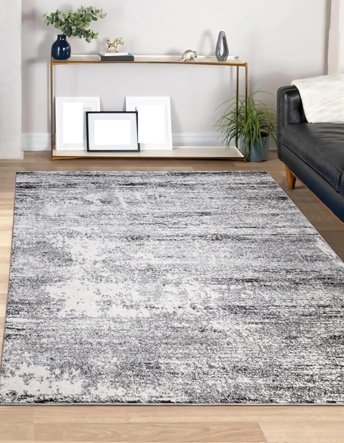 Keen Home Design Area Rugs - Non-Shedding, Thick Pile Abstract Rugs for Kitchen, Living Room, Bedroom, Dining Room, Entryway (Abstract Cream/Grey, 5'11'' x 9'2'')